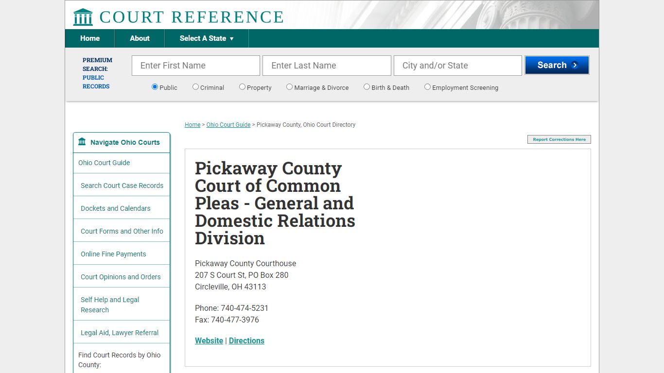 Pickaway County Court of Common Pleas - CourtReference.com